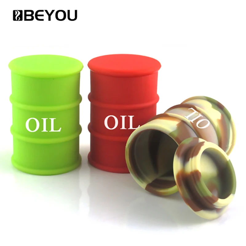 Beyou Silicone Jar Containers 26ml Non Stick Small Oil Drum Barrel Seals Storage Silicone Wax Jar