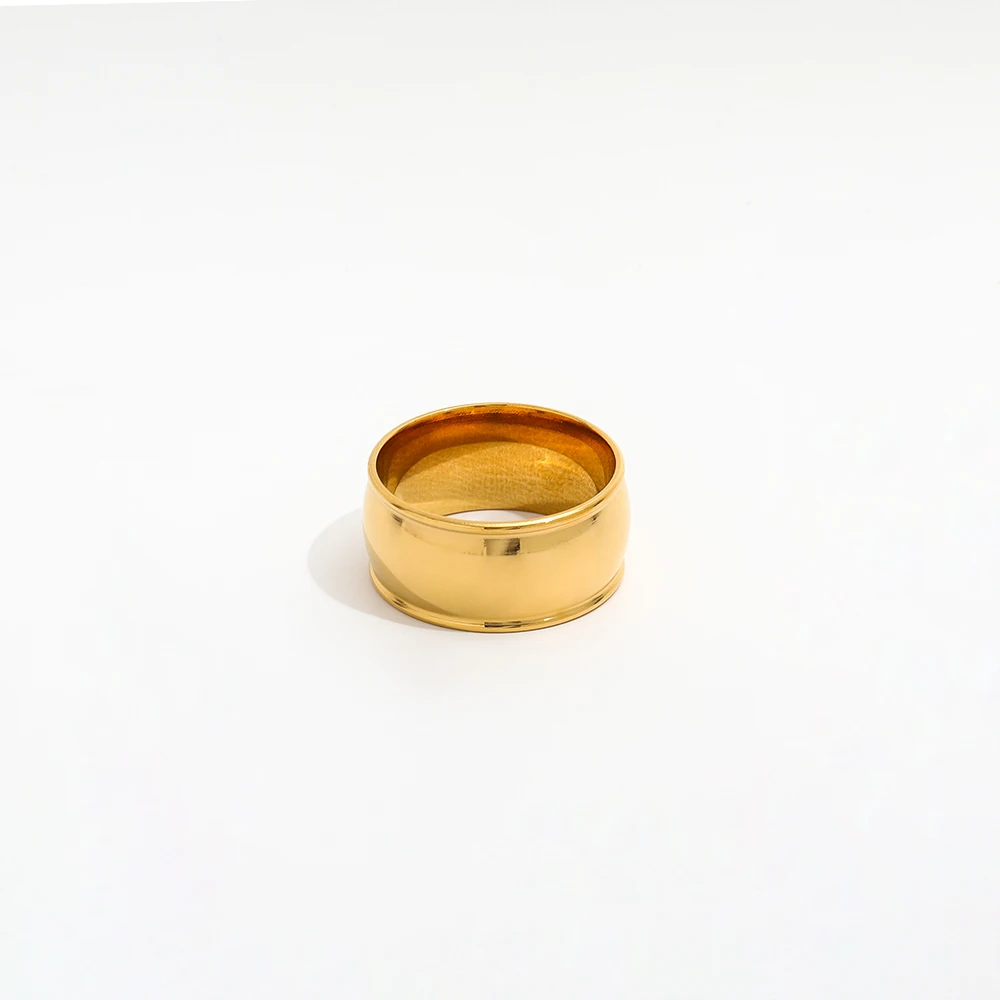 Non Tarnish & Waterproof Joolim Chunky Plain 18k Gold Plated Stainless Steel Rings for Women Trendy Jewelry