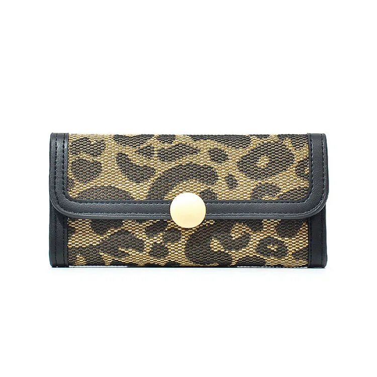 

W449 Ladies Long Leopard Print Coin Card Wallets High Quality Custom Leather Female Wallet