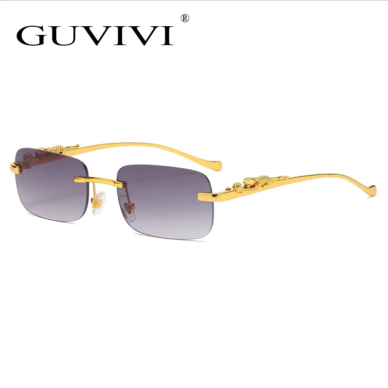 

Guvivi Summer Rimless Rectangular Square Frames Shades Women Vintage Sun Glasses Unisex Leopard Metal Retro Mens Sunglasses 2021, Please see color card