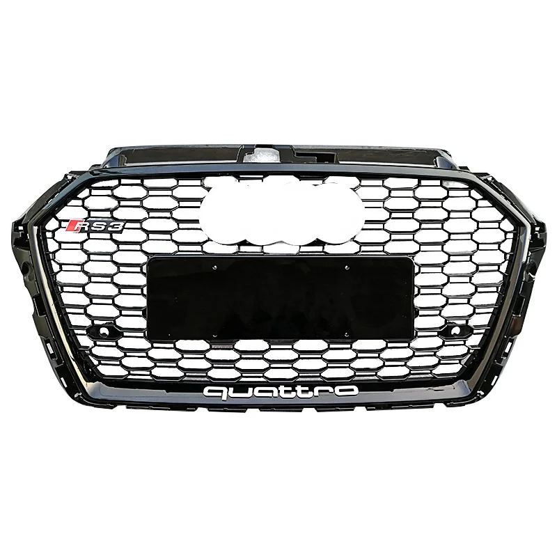 

New ABS glossy black grille for Audi A3 radiator honeycomb front bumper grill for Audi RS3 quattro style 2017 2018 2019