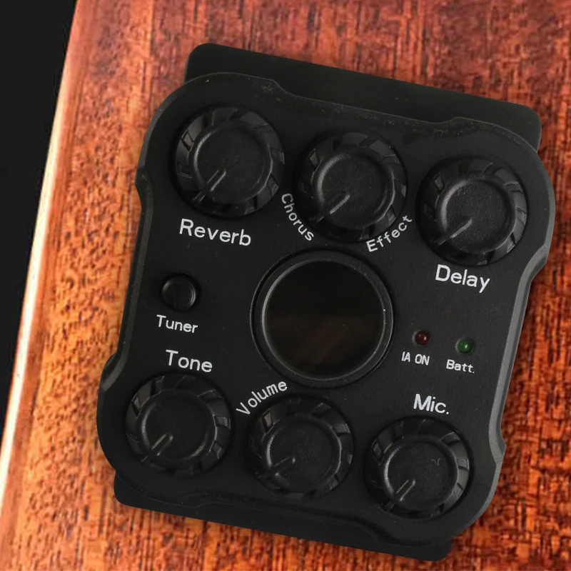 

Rotate Reverb Delay MIC resonant effects and Chrous Effects Acoustic Guitar Preamp Piezo Pickup 3-Band EQ, Black