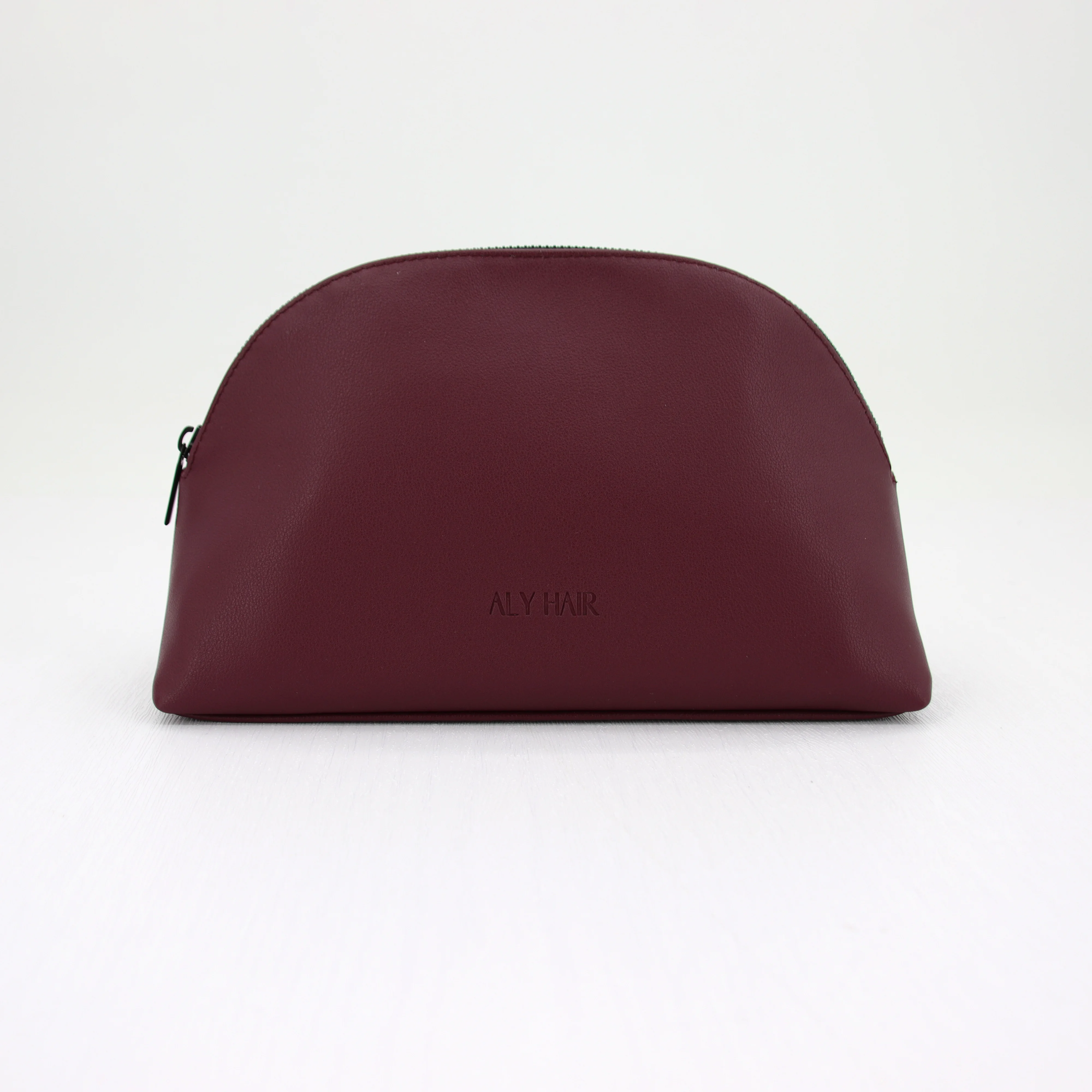 

Burgundy Vegan Leather Cosmetic Bag Wig Storage Bag Free Custom Deboss Logo