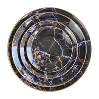 

Gold rim marble dinner plate sets, restaurant bone china ceramic dinnerware set