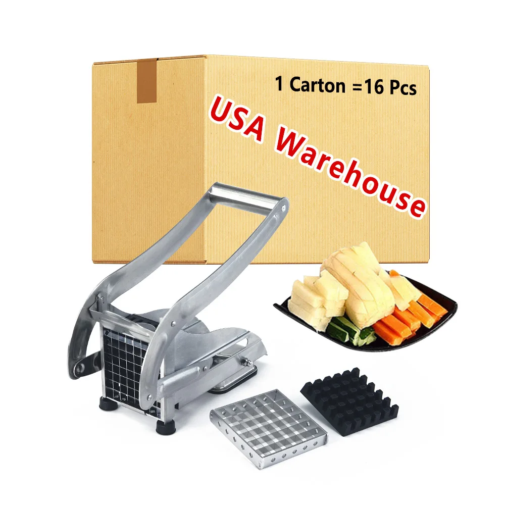 

USA Warehouse Free Shipping Stainless Steel Potato Chipper For Kitchen Convenient Crisps Slicer Chip Cutter, Silver
