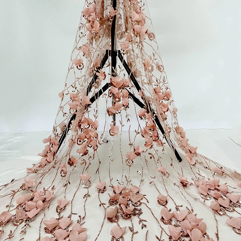 

3 D Multi Colour Beaded Lace Fabric Factory Direct Swiss Voile Lace Fabric Dubai Handsome Fit Lace Fabric