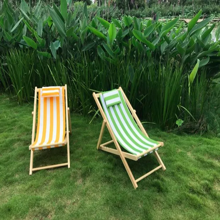 
Factory hot sale wooden canvas folding reclining beach chair Outdoor Camping Leisure Picnic Sling Surfside Recliner 