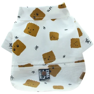 

2021 Spring puppy print shirt dog fashion clothing pet summer clothes, White