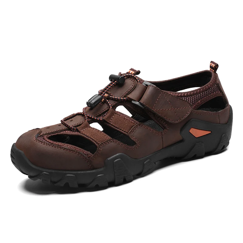 

New Design China Hand Made Plus Size Leather Sandals Men Sport Shoes Breathable Outdoor Sandals, Black,dark brown,light brown
