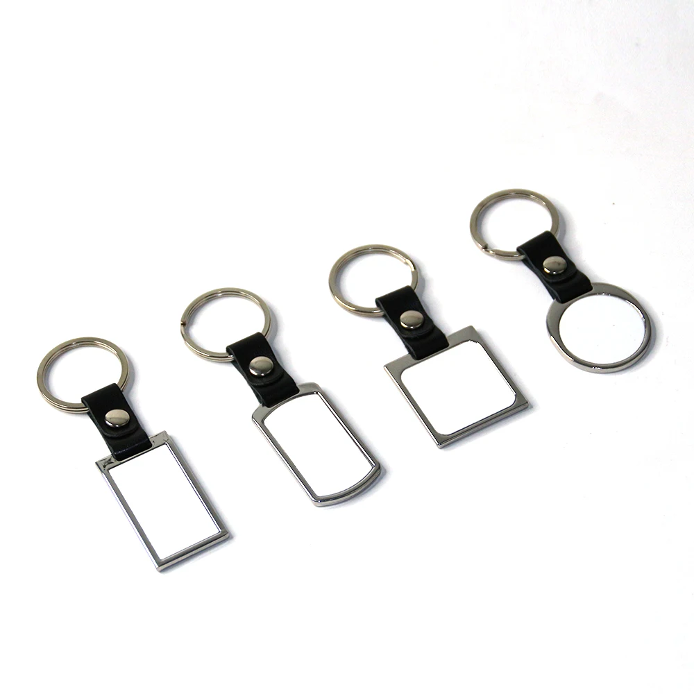 

Prosub Rectangle Keychain Metal Sublimation Blank Keychains With Leather Chain Sublimation Keychain