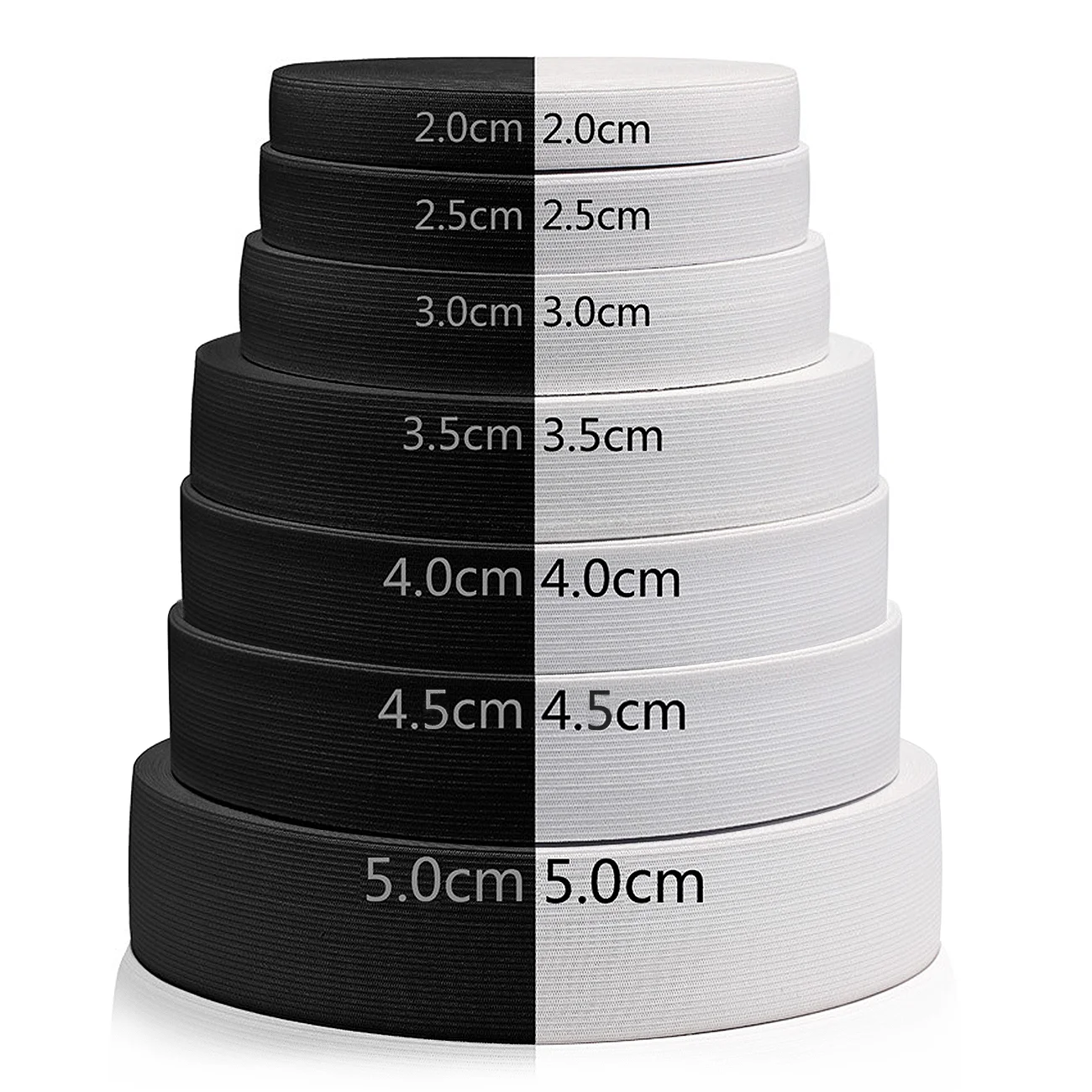 

42 Meters Crocheted Knit Apparel Sewing Elastic bungee rope Band 20mm-50mm Wide and 1mm Thick Black White Elastic Band, White black