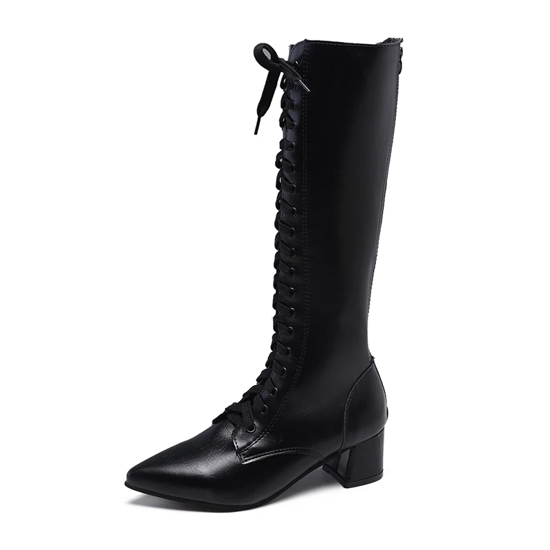 

Wholesale New Knight Cross Strap Women Lace Up Rubber Stretch Long Boots Women's Fashion Winter Thigh High Boots Shoes