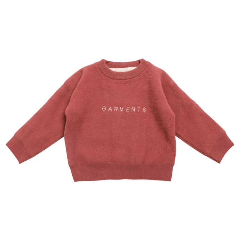 

4779 Cross-border direct supply kids sweaters girls plus velvet sweater pullover