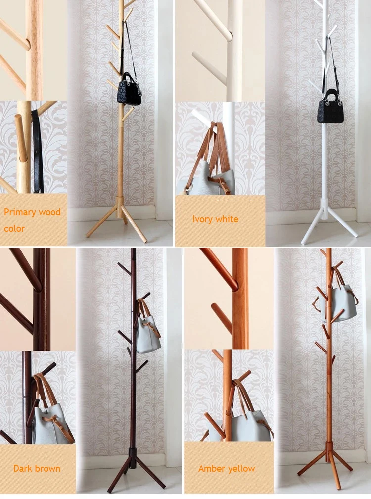 Amazon Hot Sale Wooden Coat Hanger Rack Stand Multi Function Coat Tree