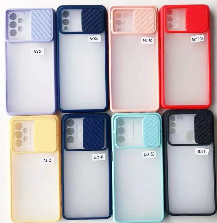 

Luxury Rubber Skin Feeling Slide Camera Lens Protection Push Window TPU PC Mobile Phone Cover Case For Oppo Realme C3