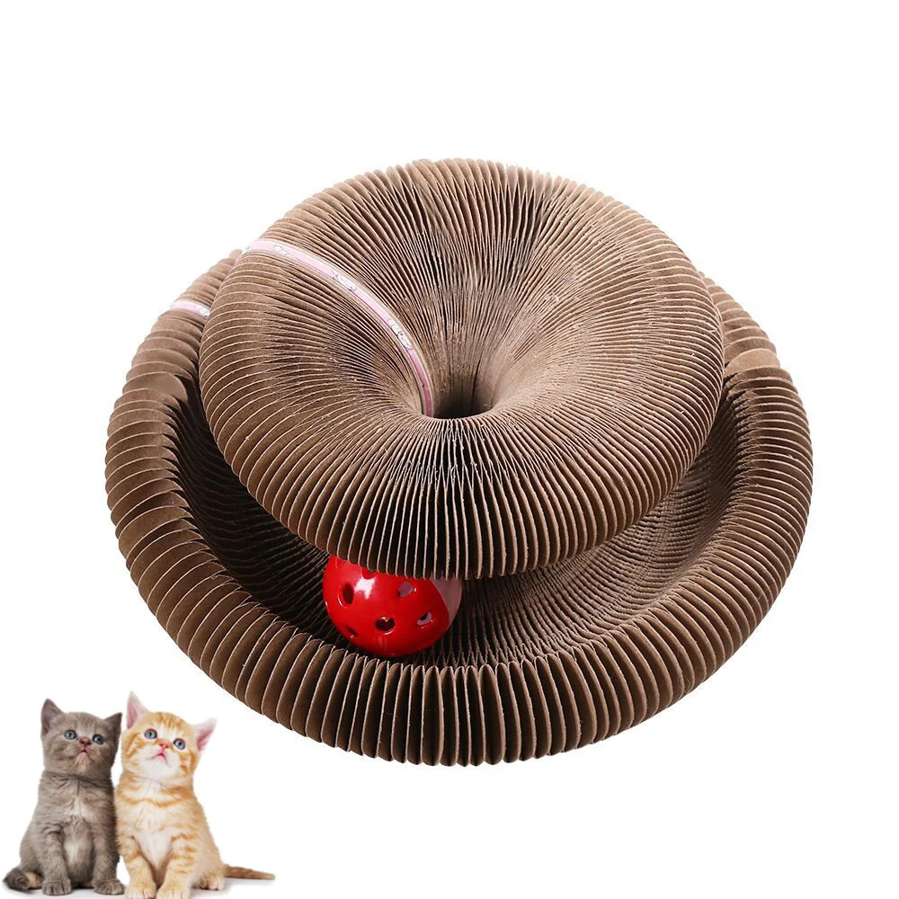 

Hot Sale Magic Organ Cat Claw Board Foldable Cat Scratch Board Interactive Scratcher Cat Toy with Bell