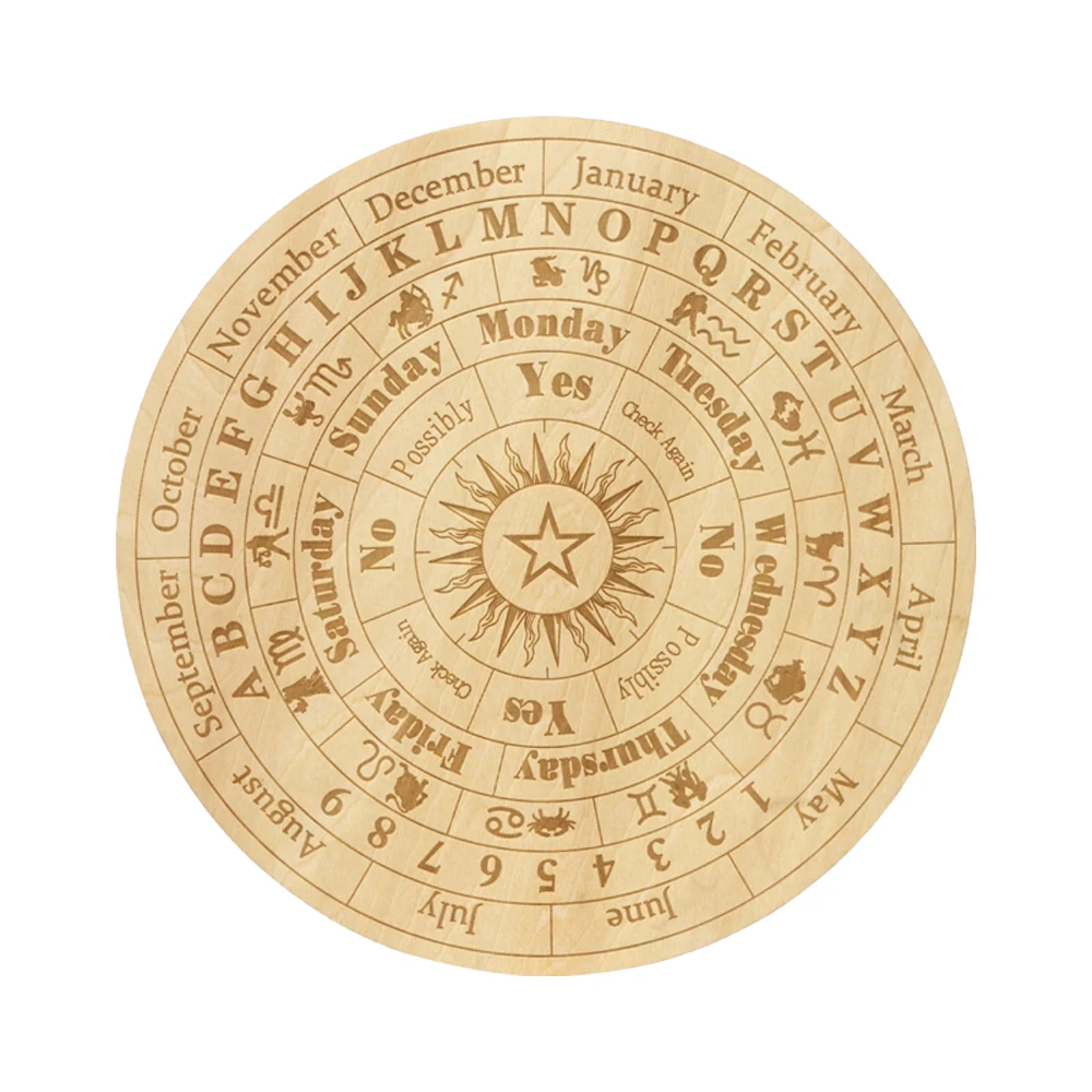 Tailai 8 Inch Wooden Carven Witchcraft Supplies Star Pendulum Board Witchcraft Kit for Divination