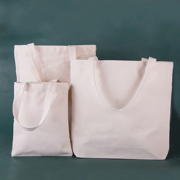 

Portable Shopping Bag Custom Printed Canvas Tote Organic Natural Cotton Bag, Beige