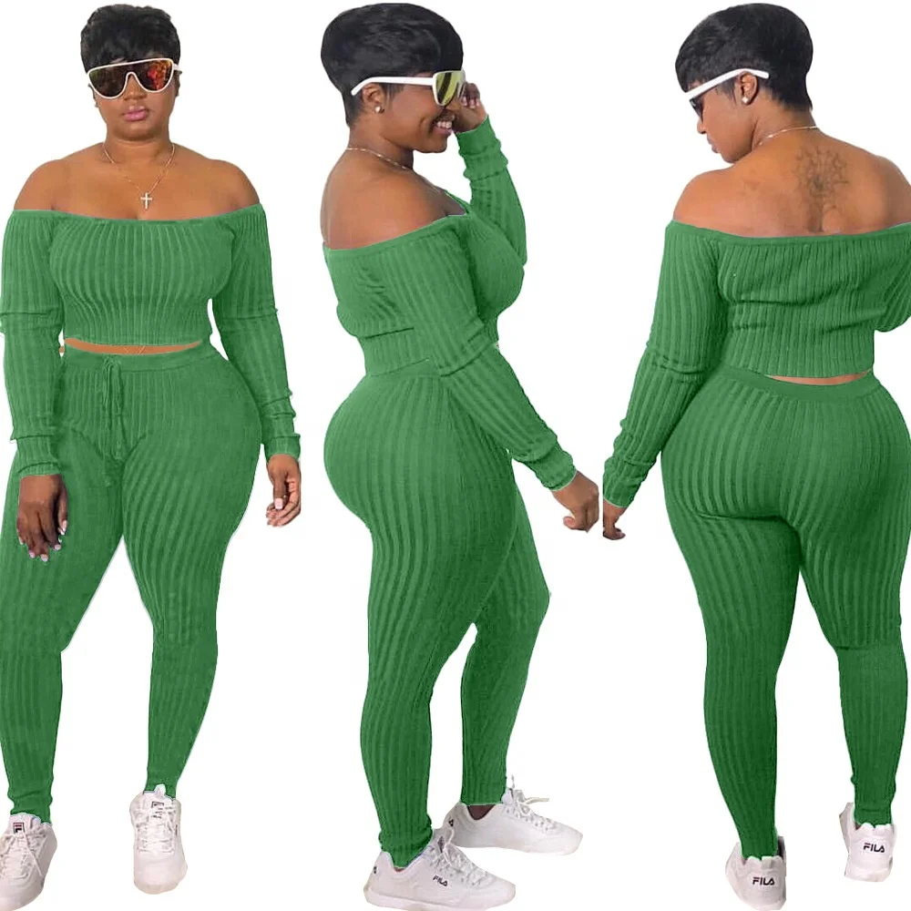 

2021 Spring Wholesale 4 Colors Plus Size Two Piece Outfit