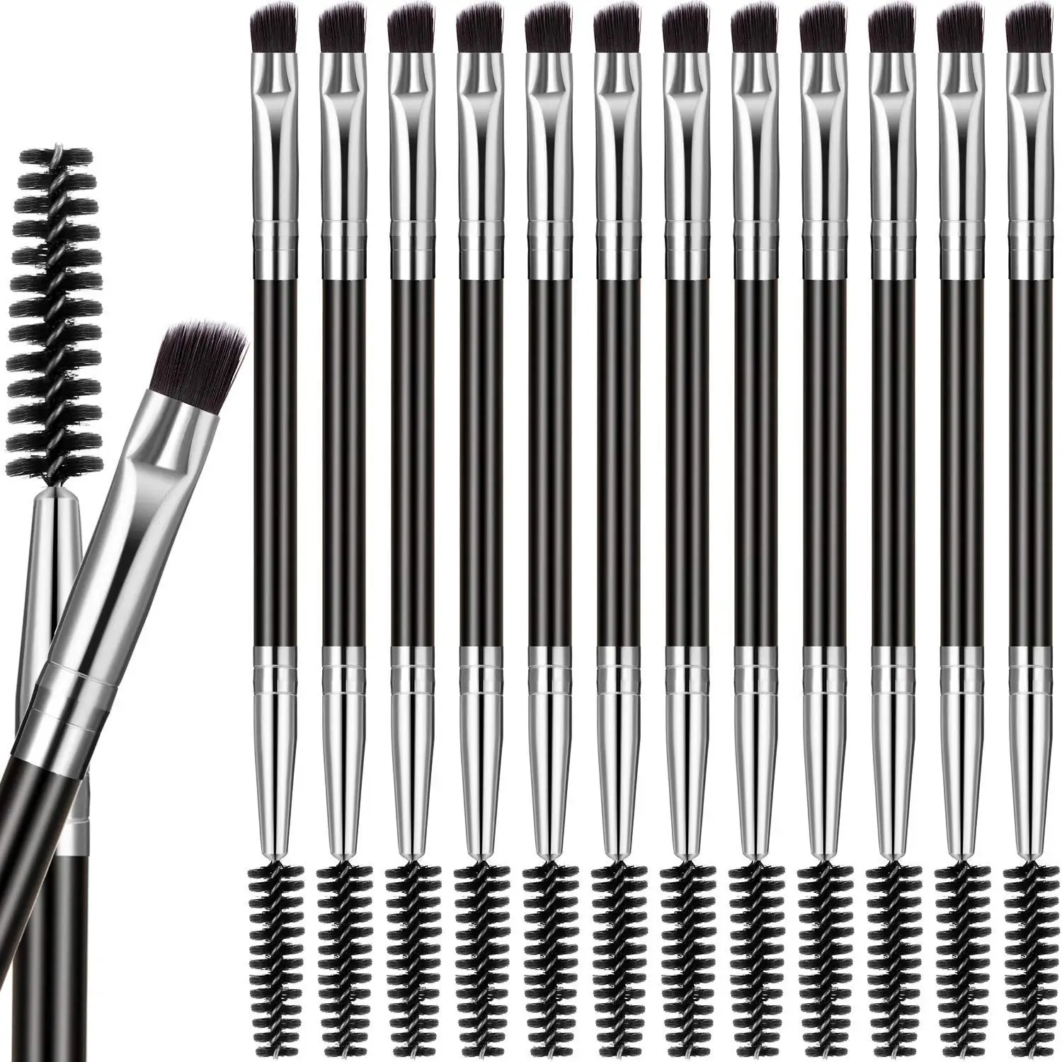 

Eyebrow Brush Double End Premium Quality Angled Eye Brow Brush and Spoolie Brush for Application of Angled Eyeshadow Eyeliner, Black