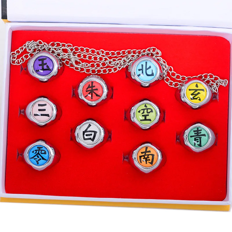 

Anime Akatsuki Ring Secret Organization Resizable One Set Ten Pcs Rings for Cosplay jewellery