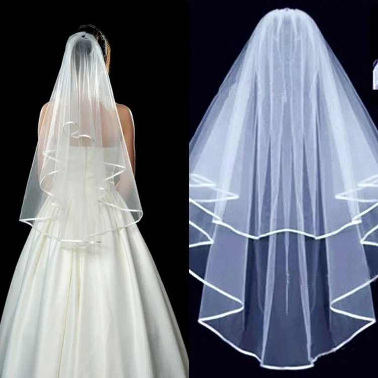 

Best selling double-edged veil plus hair comb single holiday party wedding bride veil