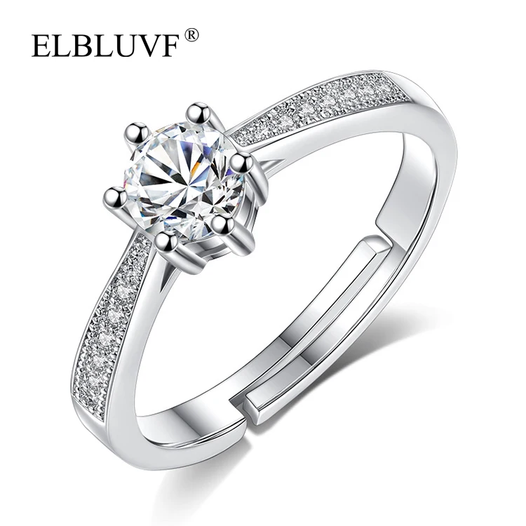 

ELBLUVF S925 Silver Plated Jewelry Zircon Engagement Women  Ring Gift Jewelry