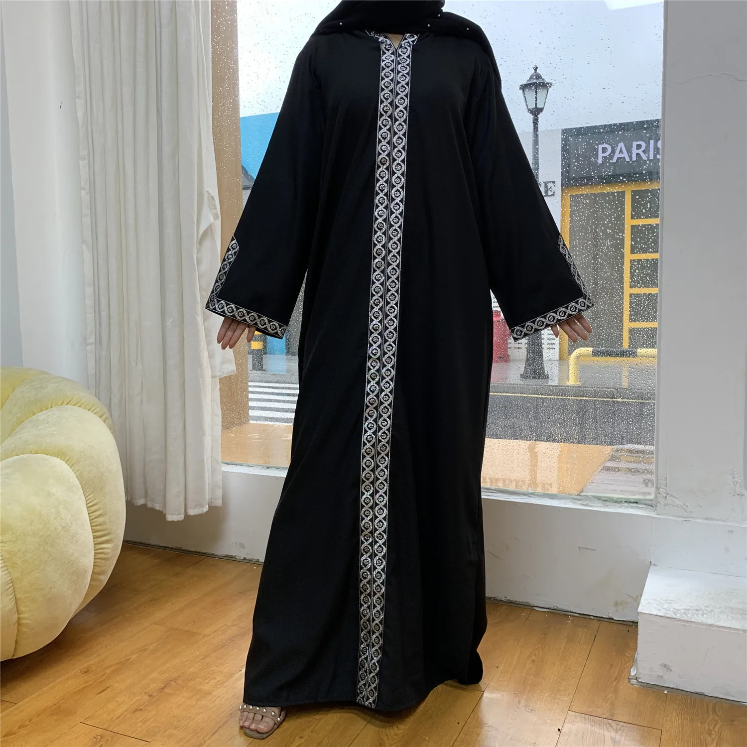 

Yibaoli manufacturer high quality 2021 hooded abaya black hooded muslim maxi plus size dress abaya dubai 2021, Black, dark green, red