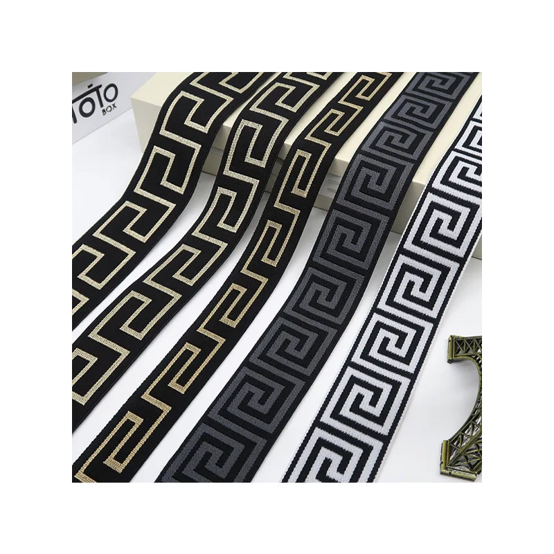 

white black elastic band with black white logo jacquard woven elastic waistband for underwear elastic band, Customized colors