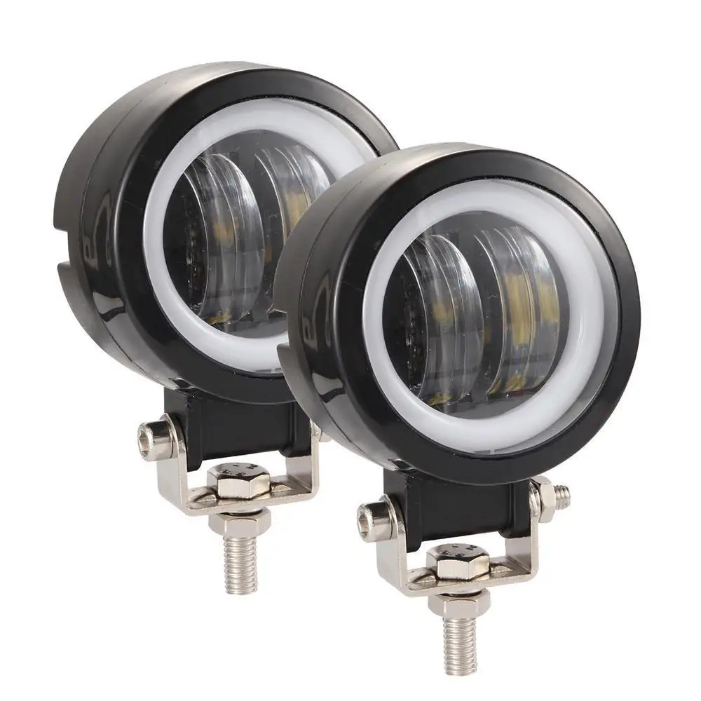 

20W LED Auxiliary light 1PCS 3'' Motorcycle LED Fog Driving Lights with DRL Angel Eye