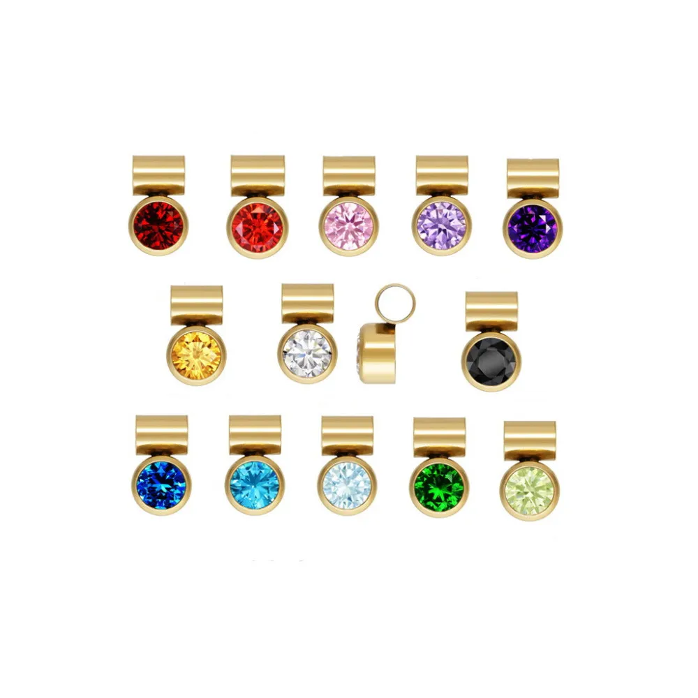 New Style 14k Gold Filled Tube Bail W/4mm Birthstone Zircon Charm for Fashion Jewelry Necklace Pendants