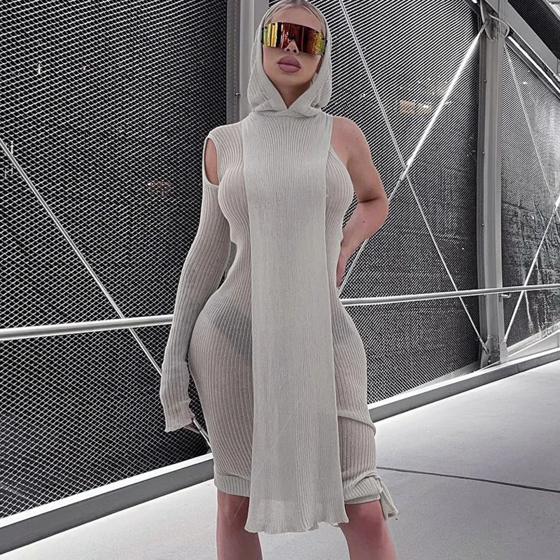 

wholesale dress irregular personalized dresses fall stylish sexy hoodie sheer dress