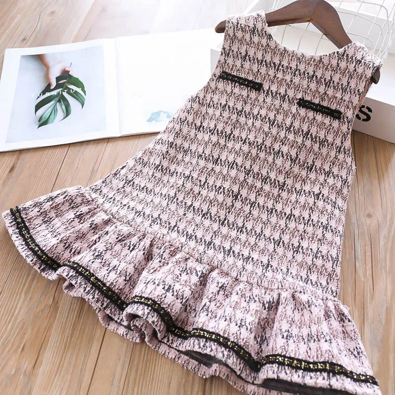 

fall girls dress plaid sleeveless ruffles winter kids dresses children clothing boutiques wholesale ready make 41665014