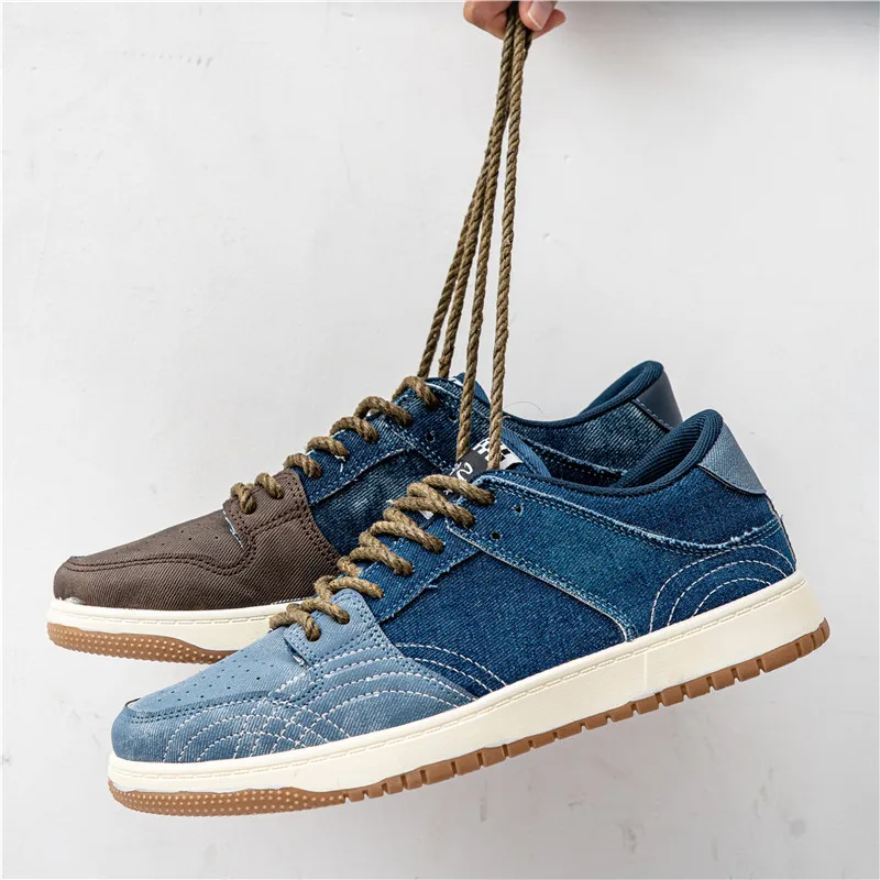 

Custom canvas shoes jean upper sneaker breathable denim color custom boy shoes high quality OEM men casual shoes, Khaki/denim