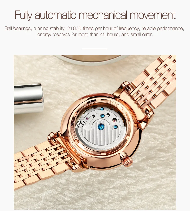 2020 Modern Style OEM Luxury Mechanical Women Bracelet Watch Ladies Wristwatch With Fashion Simple