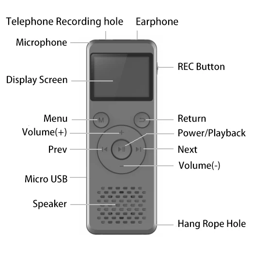 product-8GB Portable HD Digital Voice Recorder with MP3 Player, Built-in Microphone, Rechargeable B