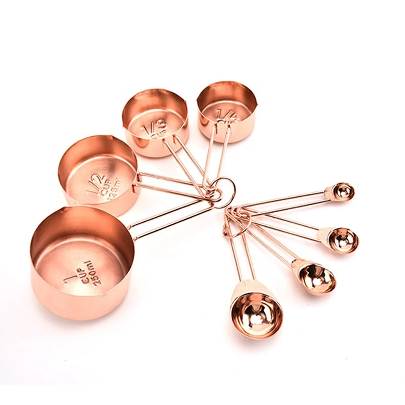 
18/0 Stainless Steel Measuring Cups and Spoons Set in Silver/Gold/Rose Gold Color 