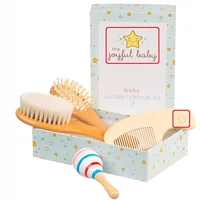 

EN71 certified pass Natural Baby Hair Brush and Comb baby wooden hair brush set