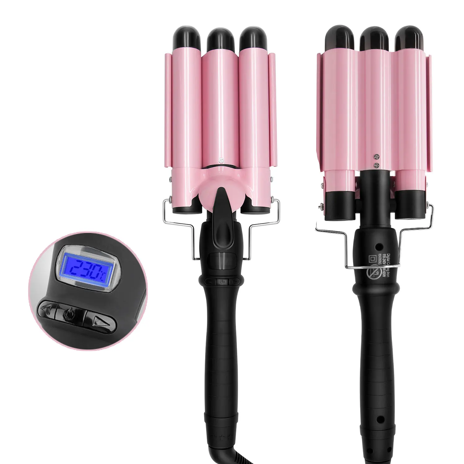 

Factory price adjustable hair crimper hair iron professional crimper hair styler, Pink