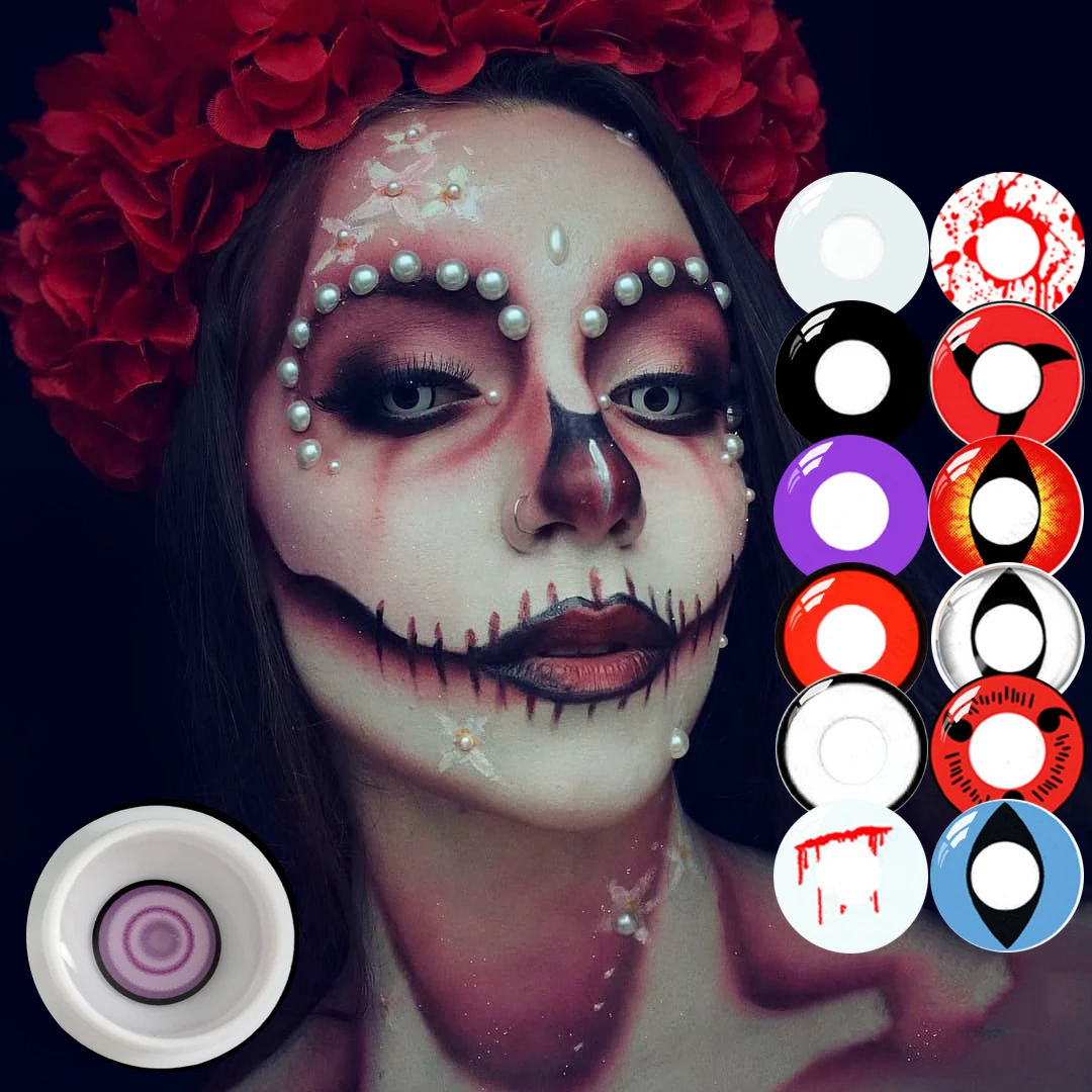 

Anime Full Black Cat Eye Sharingan Cute Animal Colored Contact Lenses