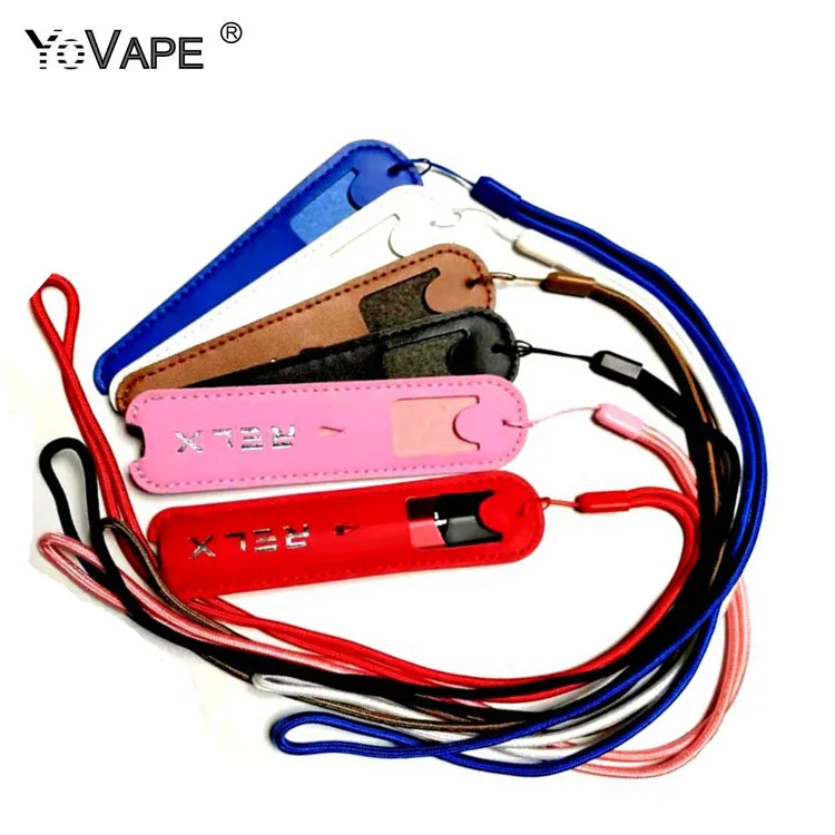
E cigs accessories Vape pen battery protective pu leather carrying case lanyard for relx pod system kit 