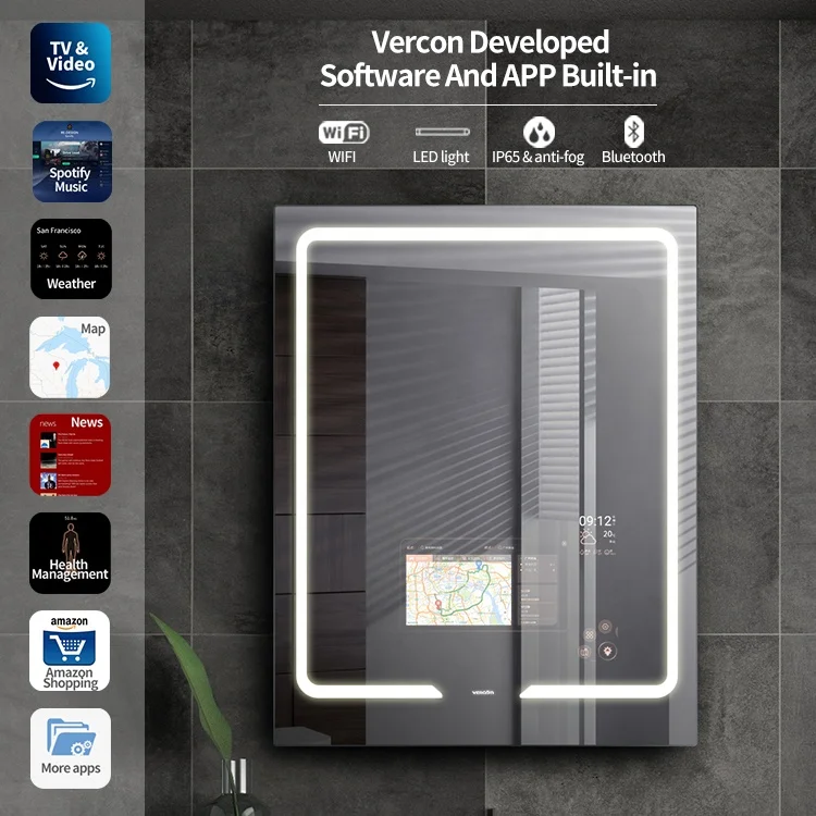 

China factory multi-language lighted mirror touch screen led mirror infrared frame smart bath mirror tv