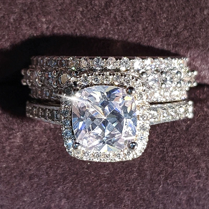 

Trendy Fashion Design Original wedding Engagement Couple Ring Set for Women party gifts Jewelry, As pic shown