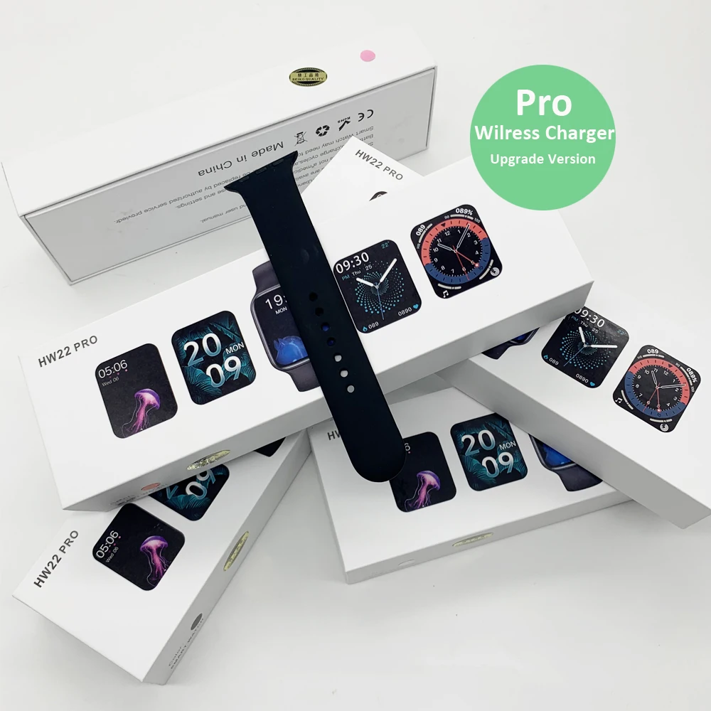 

2021 Smartwatch HW22 pro 1.7 IPS Smart Dual buttons and wireless charging Tracker Customized Logo waterproof SmartWatch hw22 pro, White/black/gold/blue/red