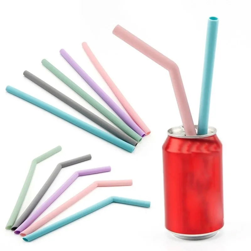 

Wedding Party Bar Straws Portable Collapsible Silicone Straw Eco-friendly Reusable Drinking Straw, Customized color