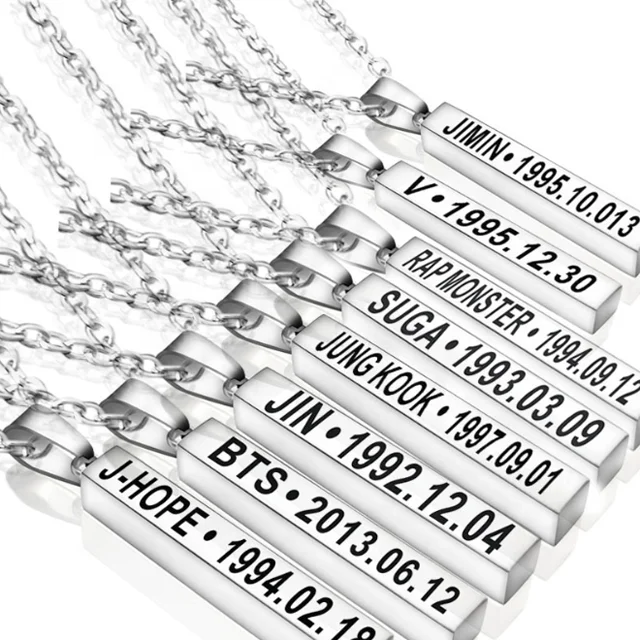 

Stainless Steel Name Plate Korea BTS Necklace, As pictures