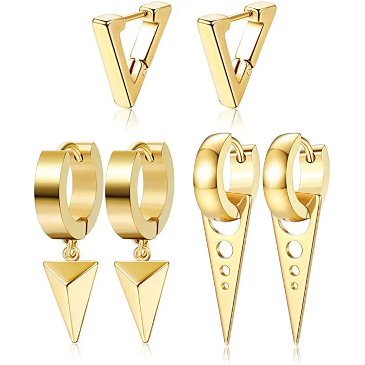 

Fashion Couple Earring Gold Earring Triangular Earrings for Women, Golden sliver