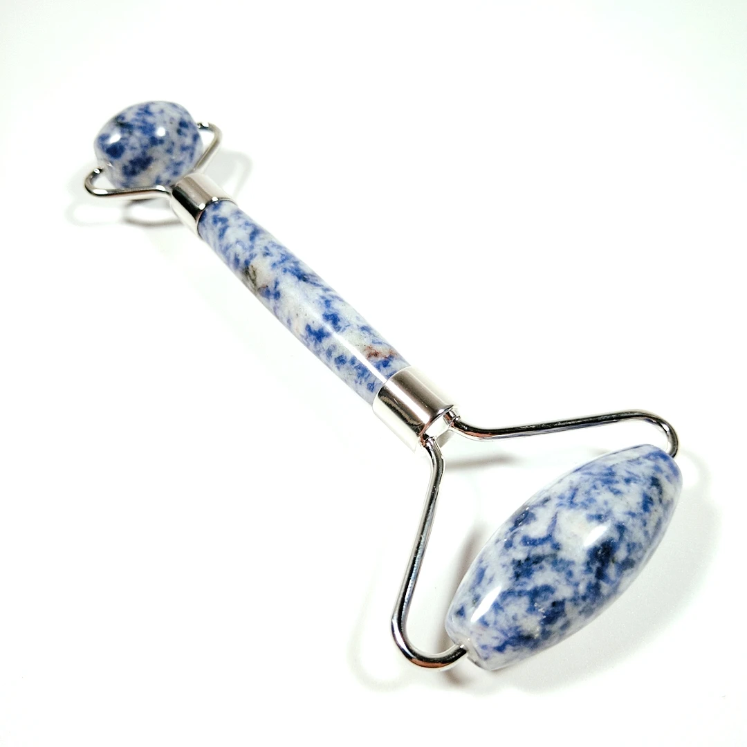 

Blue spot stone Face Roller Pink Jade Roller 100% Natural Crystal Massager GIFT
