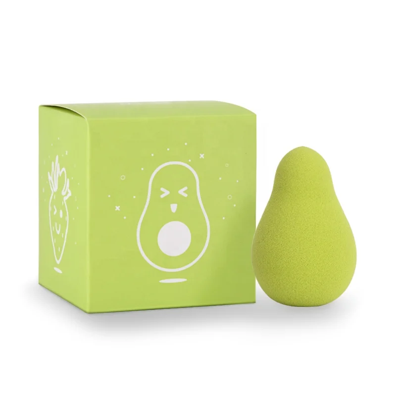

New Design Customized box Fruit Shape Pear Avocado Make up Sponge Beauty Sponge