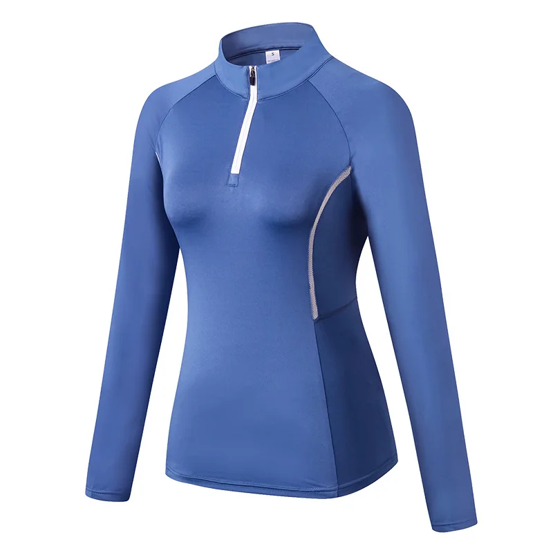 

Custom half zipper long sleeve ladies athletic wear workout shirts blank pullover womens sweatshirt, Customized color